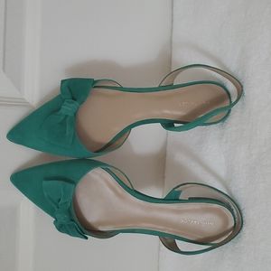 Green suede slingbacks
